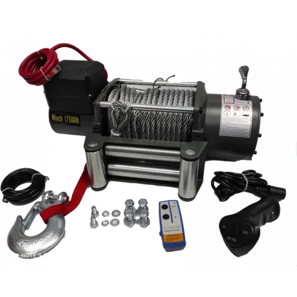 Електрическа лебедка 17500Lbs - 12 V - 17500 Lbs / 7938 кг. - 4.5 kw - 6 к.с. - стоманено въже 26 метра / 9.5 мм - 4x4 - Off-road - Гаранция