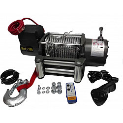 Електрическа лебедка 17500Lbs - 12 V - 17500 Lbs / 7938 кг. - 4.5 kw - 6 к.с. - стоманено въже 26 метра / 9.5 мм - 4x4 - Off-road - Гаранция