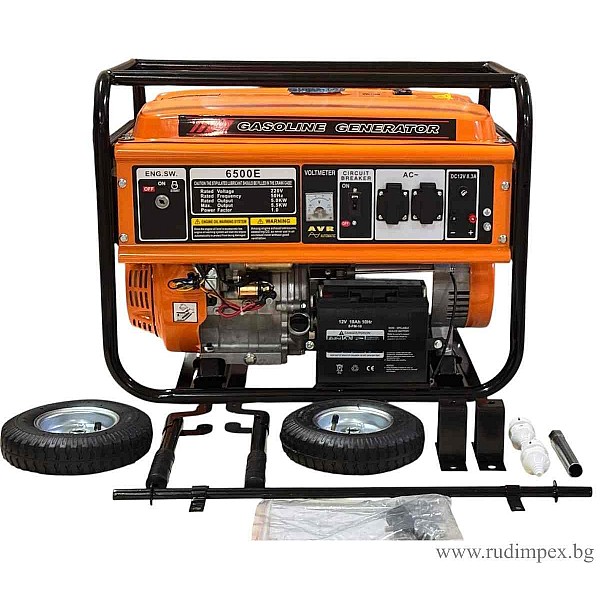 Generatore 6500E, 5,5 kW, benzina, monofase, AVR, avviamento elettrico, avvolgimenti in rame al 100% - 6500Е