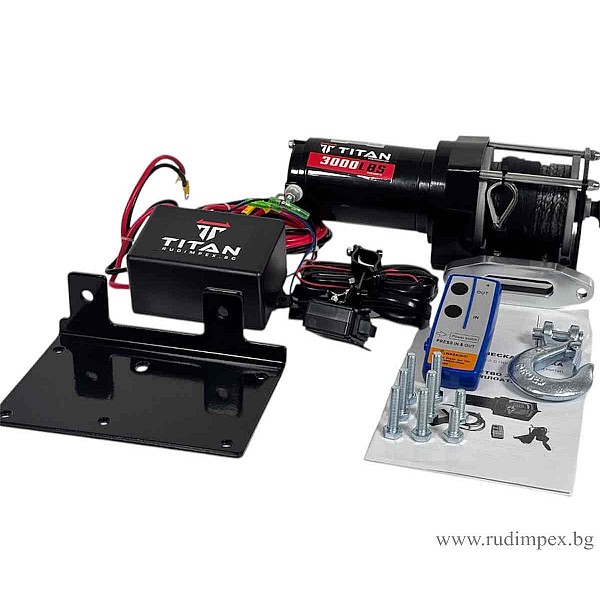 Titan 3000 Pfund Seilwinde mit Synthetikseil, 12 V, elektrisch - 0000524S