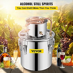 VEVOR 12L Brandy-Destillierapparat, Fassungsvermögen 12 Liter, zur Destillation verschiedener Alkoholarten, Thermometer - V12